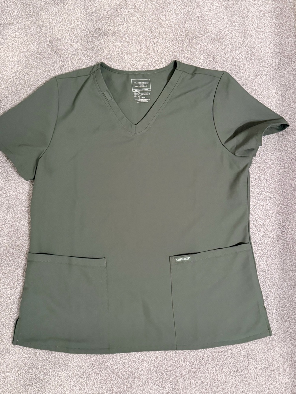 Cherokee Olive Green V-Neck Scrub Top